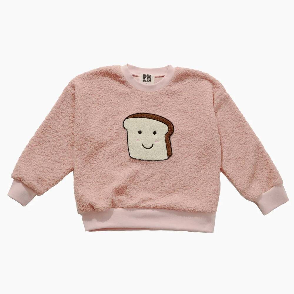 NEW PETITE HAILEY kids' toast fleece sweatshirt in pink